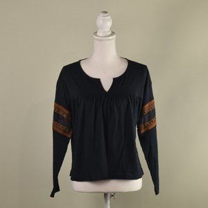 MADEWELL 100% Cotton Boho Top with Geometric Lace